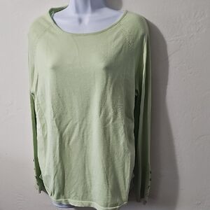 Cyrus Light Green Long Sleeve Scoop Neck Top